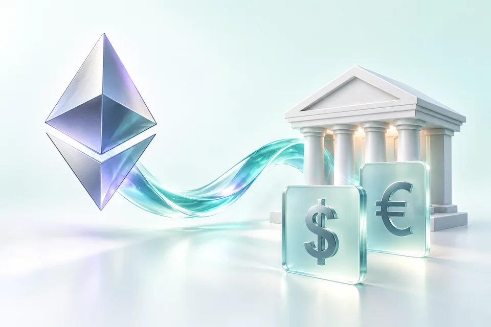 تصویر مفهومی تبدیل اتریوم ETH به حواله بانکی در ارز مقصد